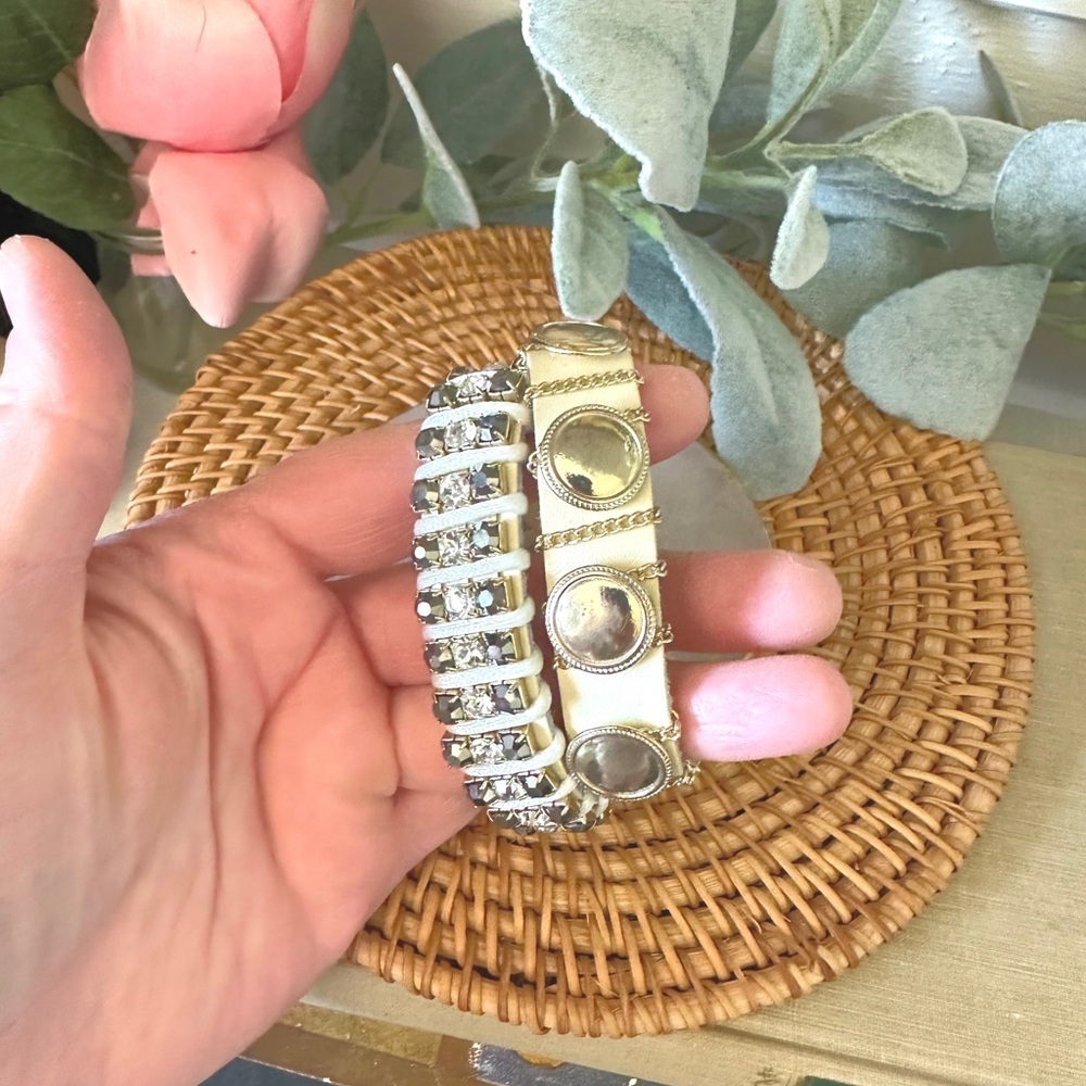 Gold & white crystal wrap bracelet